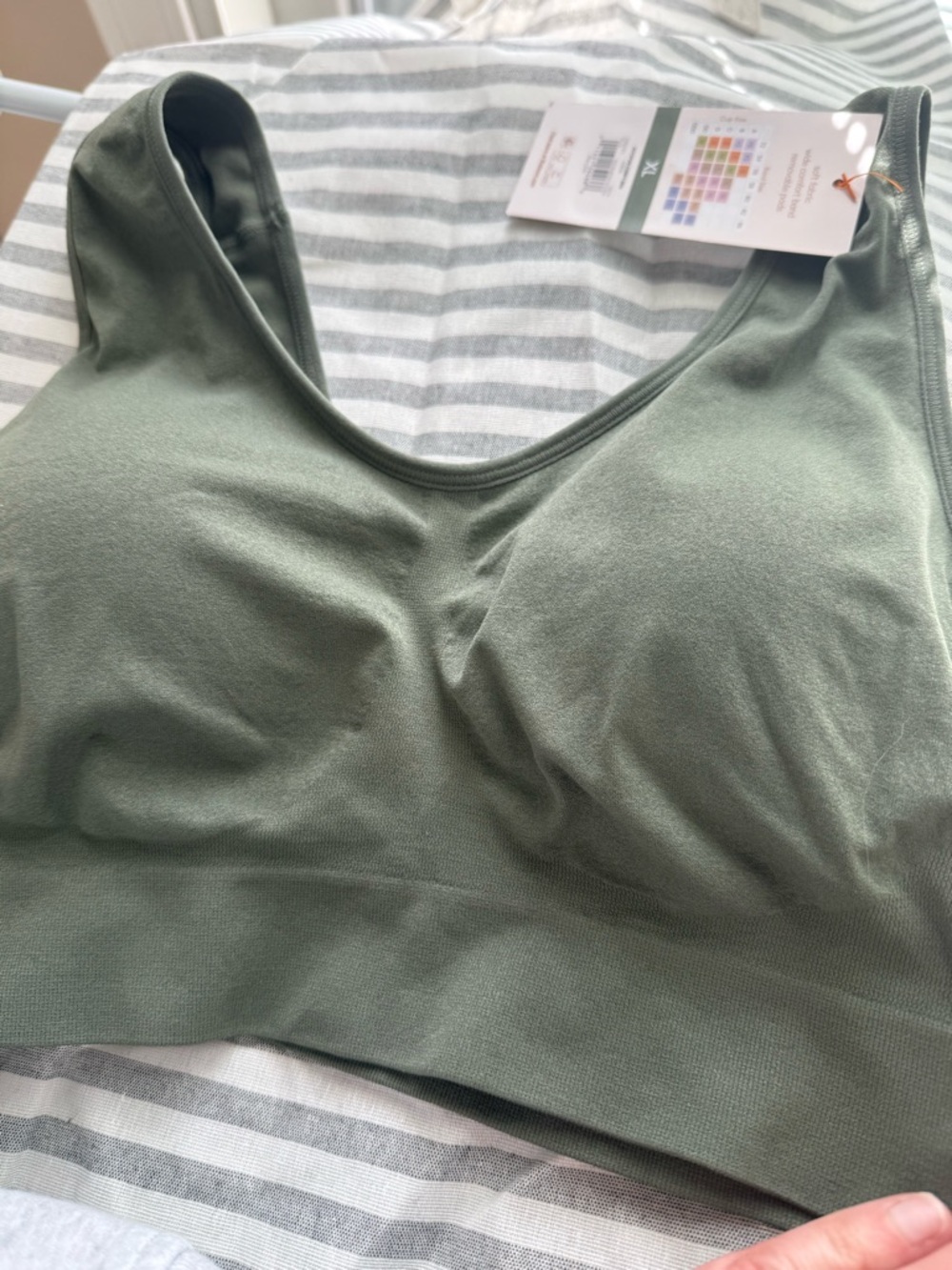 Seamless Scoop Neck Wireless Bralette - Olive Green by Joyspun